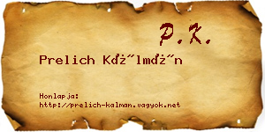 Prelich Kálmán névjegykártya
